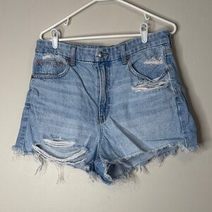American Eagle Outfitters Light Wash Distressed Jean Shorts